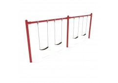 8-foot-high Elite Single-Post Swing Set with Two Bays - Brick Red- Surplus