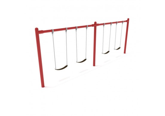 8-foot-high Elite Single-Post Swing Set with Two Bays - Brick Red- Surplus